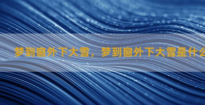 梦到窗外下大雪，梦到窗外下大雪是什么征兆 女性